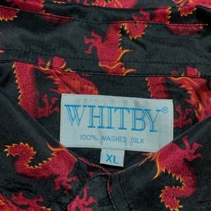 Silk Shirt XL Black RED DRAGONS Vintage